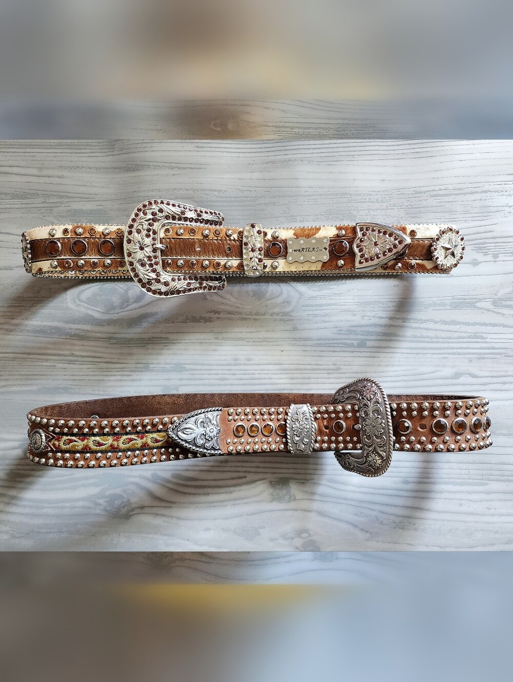 Vintage WB Atlas Bling Western Belt Bundle Y2k Country Leather Rhinestone - Picture 2 of 15